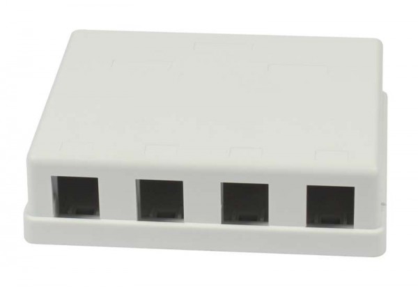 Patch Panel 4xTP, CAT8.1, incl.Keystone Slim-line 20mm, Aufputz ABS, Weiss, Synergy 21,