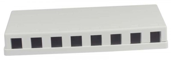 Patch Panel 8xTP, CAT6A, incl.Keystone Slim-line/Short, Aufputz ABS, Weiss, Synergy 21,