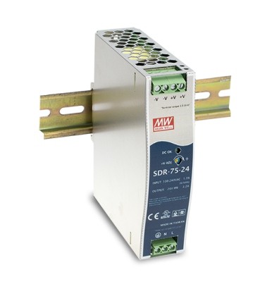 Mean Well power supply - 48V 75W DIN rail, narrow