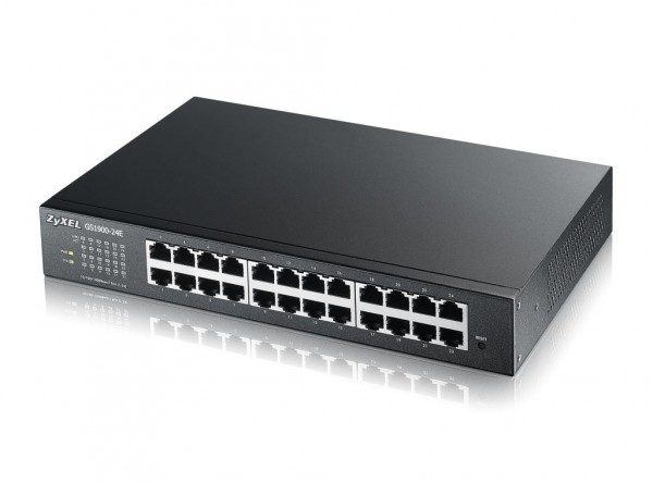 Zyxel Switch smart managed Layer2 24 Port • 24x 1 GbE • 19" • Lüfterlos • GS1900-24E V3