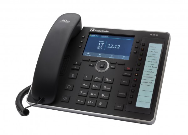 AudioCodes SFB 445HD IP-Phone PoE GbE black without the integrated sidecar and speed dial keys with integrated BT and WiFi and an external power supk