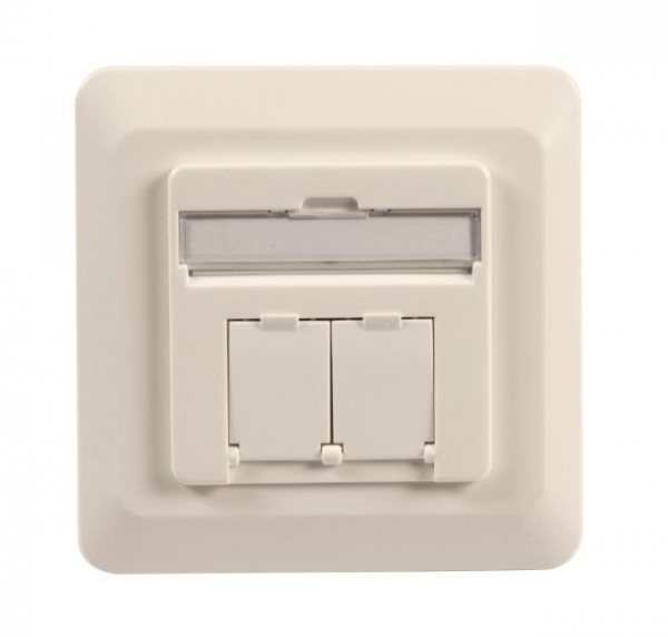 Dosen TP,UP, 2-fach, CAT6, 250Mhz, Reinweiss, Kabeleingang rechts/links,