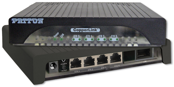 Patton CopperLink 2301 1 Pair (2-Wire) Light Industrial Ethernet Extender; -40 to 85°C; RJ45 Female Line (8-position); 4 x 10/100BaseTX