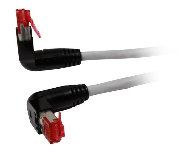 Patchkabel RJ45-gewinkelt, CAT6A, 1000Mhz, 1.5m Grau, PIMF(