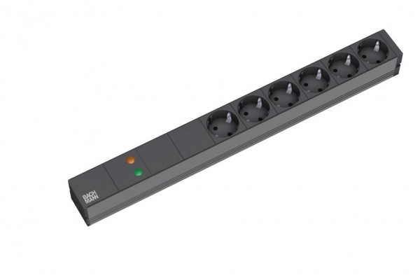 ALLNET 19&quot;zbh. Steckdosenleiste, 6xDosen(CEE7)-&gt;Stecker(CEE7), NF/ÜS, Schwarz, Bachmann,