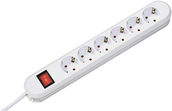 Bachmann Tischsteckdose, 6xDosen(CEE7)->Stecker(CEE7), 3m, mit Schalter, SMART,