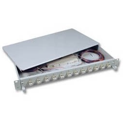 LWL-Patchpanel Spleisbox,19&quot;, 24xLC-Duplex, 50/125um, OM4, ausziehbar