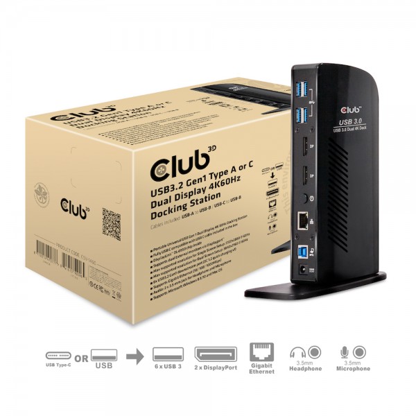 Club 3D Dockingstation - USB3.0 4K Dual Display Docking Station *schwarz*