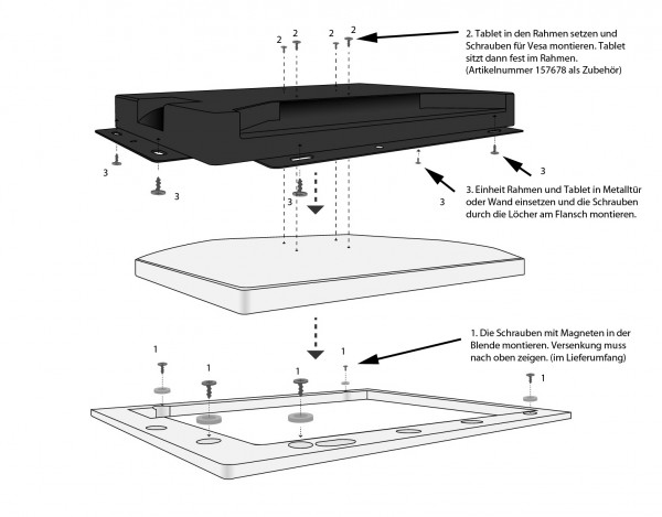 ALLNET Touch Display Tablet 18 in. Wall mounting Mounting frame for flush-mounted/cavity surface-mounted