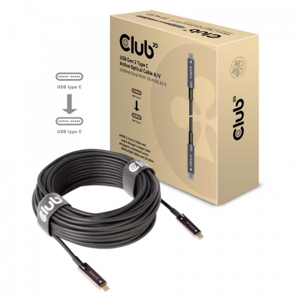 Kabel USB, C(St) =&gt; C(St), 20.0m, USB 3.2, *Club 3D* Aktives Optisches A/V Unidirektional