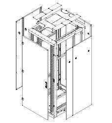 Triton 19&quot;Schrank Flat-Pack, Front/Rückrahmen B800mm, 42HE, Rahmen mit Tür(1-teilig Glas), schwarz, bis 800KG, zerlegt,