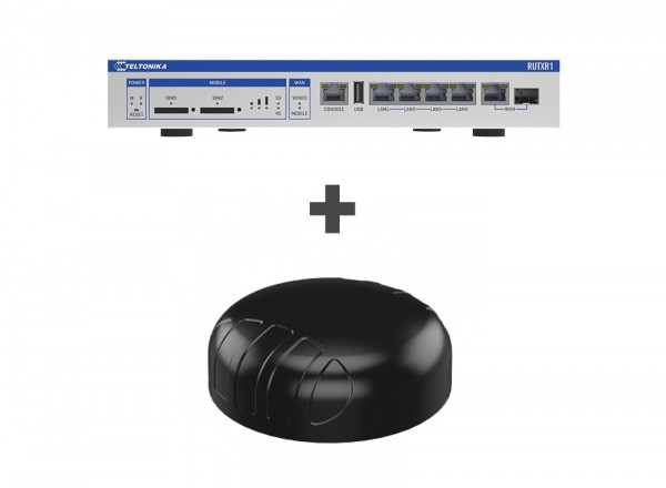 Teltonika · Router · RUTXR1 · SFP · LTE · WAN / 19" Winkel inklusive &amp; Poynting · A-PUCK-0007 · Multifunktionsantenne BUNDLE