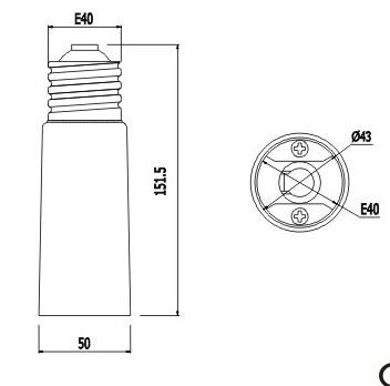 Synergy 21 LED adapter for LED lamps E40->E40 long