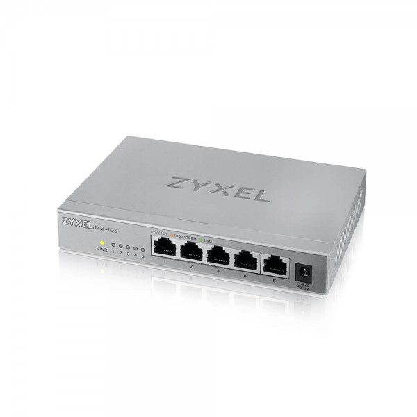 Zyxel Switch unmanaged Layer2 5 Port • 5x 2.5 GbE • Desktop • Lüfterlos • MG-105