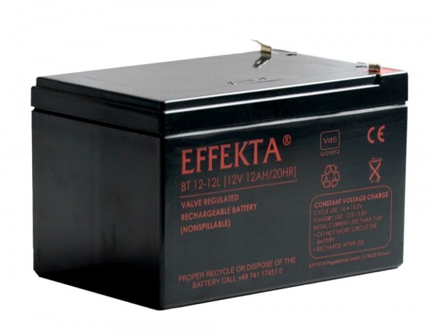 Effekta zbh. Akku, 12V-12AH, BT12-12L, VdS, FASTON Steckanschluss 6,35 mm,