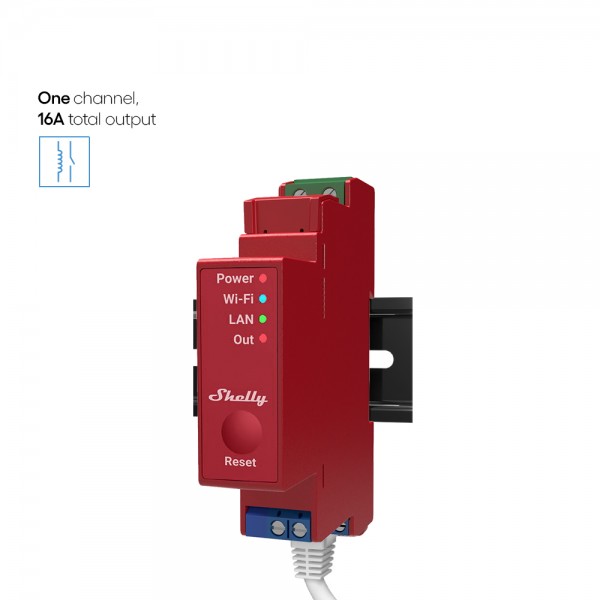 Shelly · Hutschiene · "Pro 1PM" · Relais · max. 16A · 1 Phase · 1 Kanal · Messfunktion · WLAN · LAN · BT