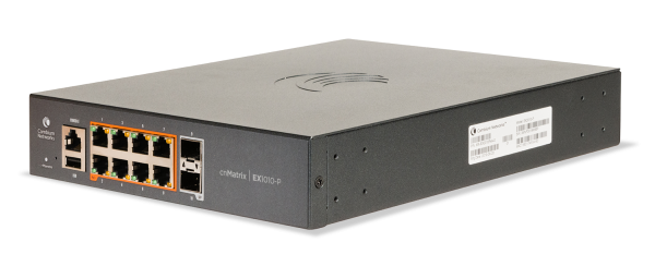 Cambium Switch full managed Layer2 10 Port • 8x 1 GbE • PoE Budget 75 Watt • 8x PoE at • 2x SFP • 10? • Lüfterlos, cnMaestro • EX1010-P