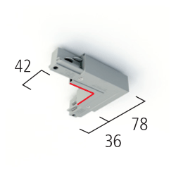 Synergy 21 by EUTRAC 3~BUS L-CONNECTORS,SL INSIDE, silver, surface-mounted