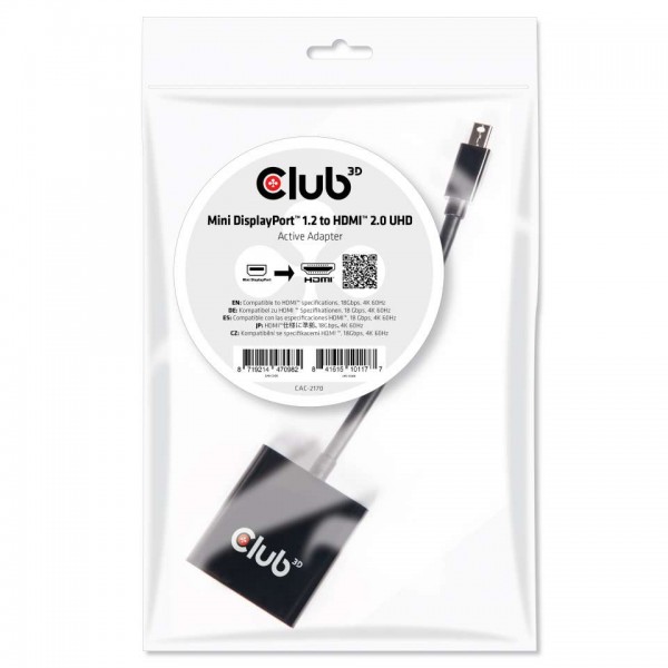 Adapter DisplayPort Mini 1.2 =&gt; HDMI 2.0 *Club 3D* 4K60Hz UHD aktiv