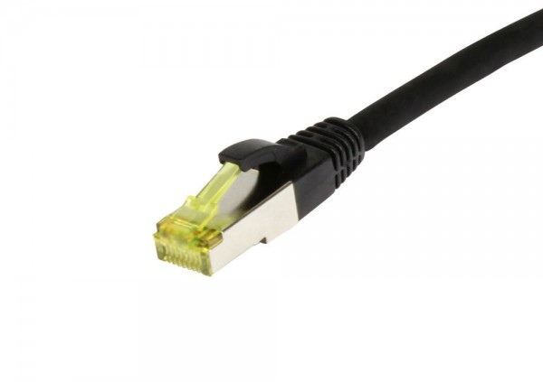Patchkabel RJ45, CAT6A 500Mhz, 20m, schwarz, S-STP(S/FTP), TPE/LSZH(Ultraflex), AWG26, mit CAT7 Rohkabel, Synergy 21