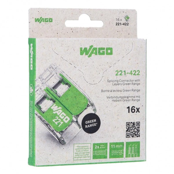 Wago Serie 221 - 2*4mm (16 Stück Retail) Green Range