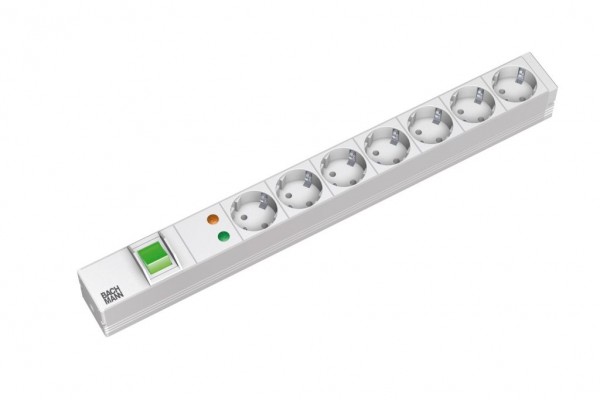 ALLNET 19&quot;zbh. Steckdosenleiste, 7xDosen(CEE7)-&gt;Stecker(CEE7), ÜS/Schalter, Bachmann,