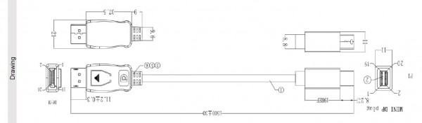 Bachmann Kabel Video DisplayPort Mini 1.2 => DisplayPort 1.2, 1,5m,