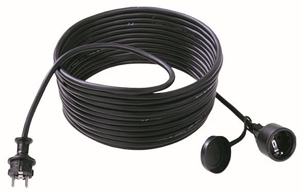 Bachmann Kabel, Verlängerung, Dose(CEE7)-&gt;Stecker(CEE7), 5m schwarz, mit Deckel,