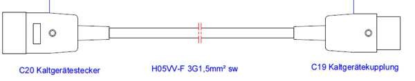 Bachmann Kabel, Verlängerung, Dose(C20)-&gt;Stecker(C19), 1.0m,