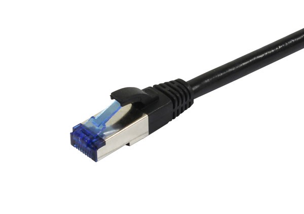 Patchkabel RJ45, CAT6A 500Mhz, 0.25m, schwarz, S-STP(S/FTP), PUR(Superflex), Außen/Outdoor/Industrie, AWG26, Synergy 21