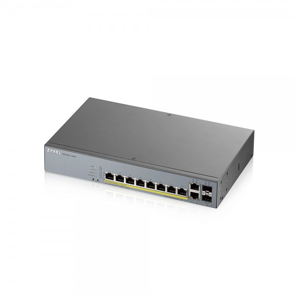 Zyxel Switch smart managed Layer2 12 Port • 10x 1 GbE • PoE Budget 130 Watt • 8x PoE at • 2x SFP • 19&quot; • GS1350-12HP
