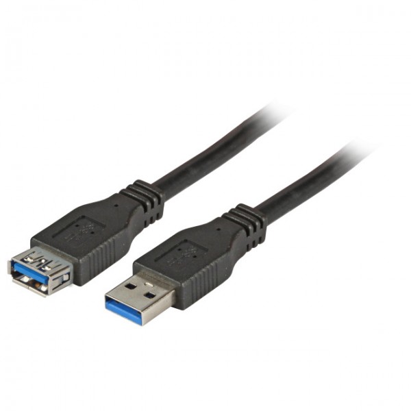 Kabel USB3.0, 1.0m, A(St)/A(Bu), Verlängerung, schwarz,