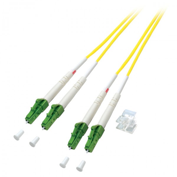 LWL-2-Faser-Patchk. 1,0mtr.LC(APC 8)-LC(APC 8), 9/125um, Schrägschliff beide Seiten, 2mm,