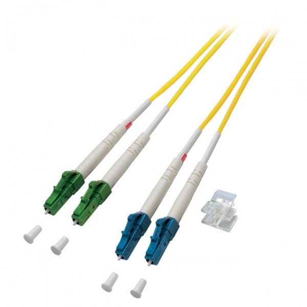 LWL-2-Faser-Patchk. 2mtr.LC-LC(APC 8), 9/125um, Schrägschliff eine Seite!, 2mm,