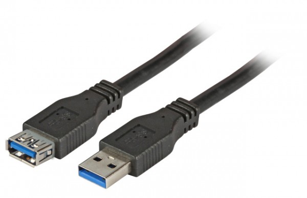 Kabel USB, A(St) =&gt; A(Bu), 1.0m, USB3.0, Verlängerung, schwarz, Classic