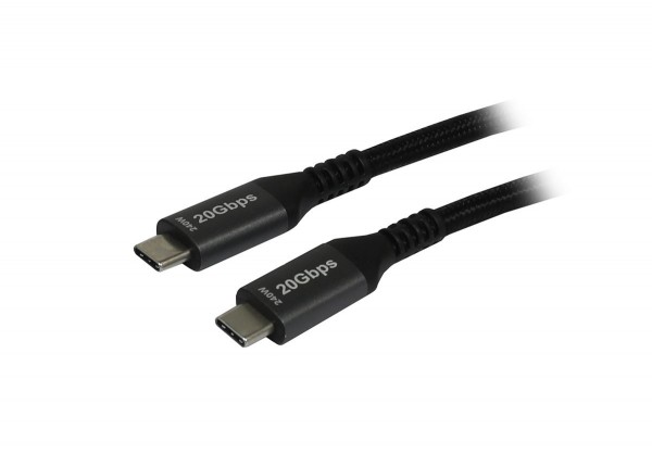 Kabel USB, C(St) =&gt; C(St), 3.0m, USB3.2, schwarz(Textil), 20G/5A, 240W, Gen 2x2, E-Marker Chip, Synergy 21