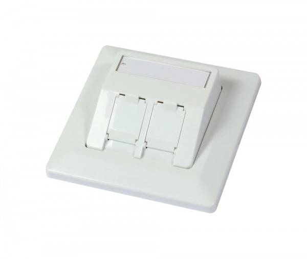 Keystone, Modulträger, UP Dosen für 2xTP-Modul, Reinweiss, für Runde Unterputz/Hohlraumdosen geeignet, 27Grad Auslass, Synergy 21,