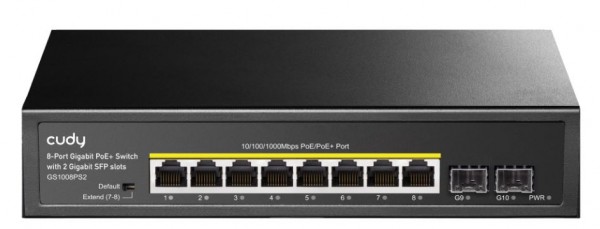 Cudy 8-Port Gigabit PoE+ Switch with 2 Gigabit SFP slot 120W, GS1008PS2