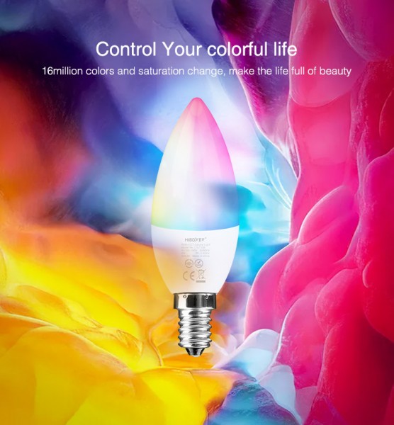 Synergy 21 LED Retrofit E14 4W RGB-WW (RGB-CCT) Candle Light *Milight/Miboxer*