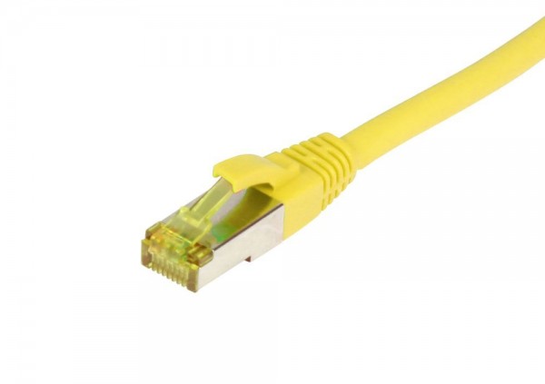 Patchkabel RJ45, CAT6A 500Mhz, 1.0m, gelb, S-STP(S/FTP), TPE/LSZH(Ultraflex), AWG26, mit CAT7 Rohkabel, Synergy 21