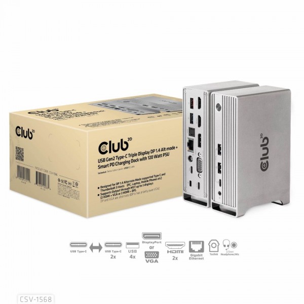 Club 3D Dockingstation - USB Typ C Triple Docking Station *schwarz*