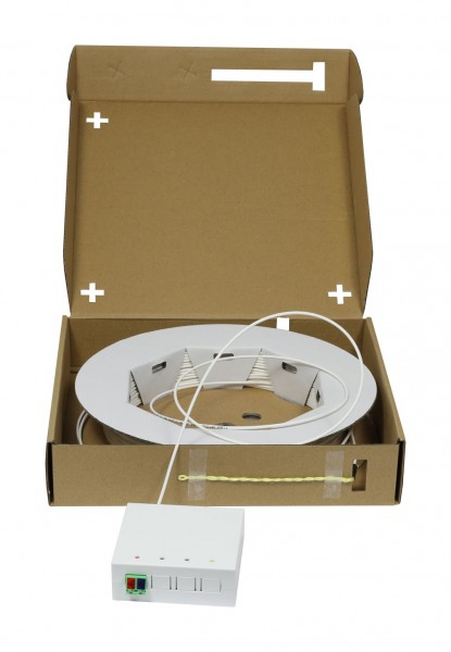 LWL-FTTH Compact Box vorkonfektioniert, 2xLC/APC -&gt; open End, 40m, 9/125u, G.657.A2, 2-Faser, OD=2.2mm, Synergy 21