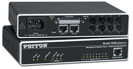 Patton 3038 High Speed 8 port RS-232 DCE Async. Stat Mux with V.35 comp; Internal UI