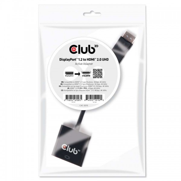 Adapter DisplayPort 1.2 =&gt; HDMI 2.0 *Club 3D* 4K60Hz aktiv