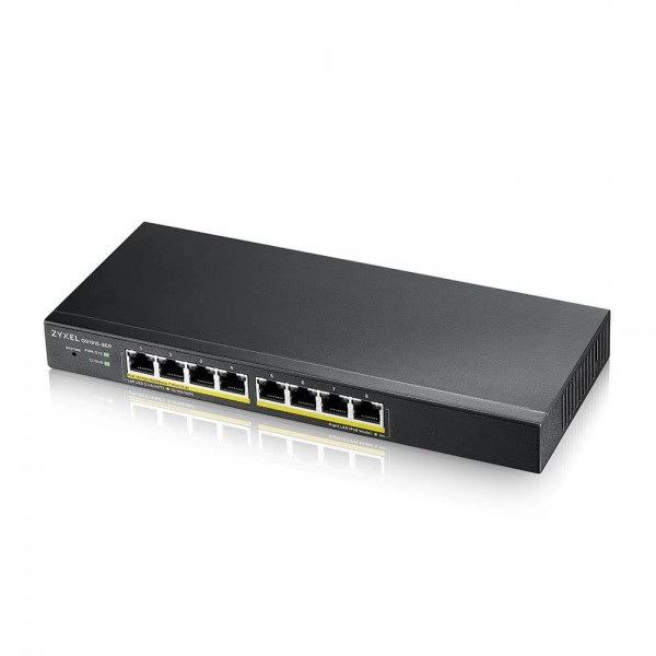 Zyxel Switch smart managed Layer2 8 Port • 8 x 1 GbE • PoE Budget 60 Watt • 8x PoE at • Desktop • NebulaFlex • GS1915-8EP