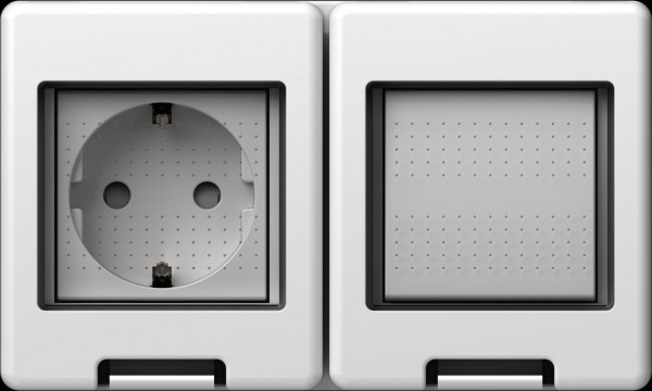 TEM Serie Modul Aufputzgehäuse IP55 BOX CUBO 2*2M Schalter+Schutzkontakt