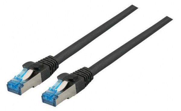 Patchkabel RJ45, CAT6A 500Mhz, 7.5m, schwarz, S-STP(S/FTP), TPE(Superflex), mit Cat.7 Rohkabel,