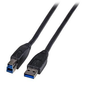 Kabel USB, A(St) => B(St), 3.0m, USB3.0, schwarz,