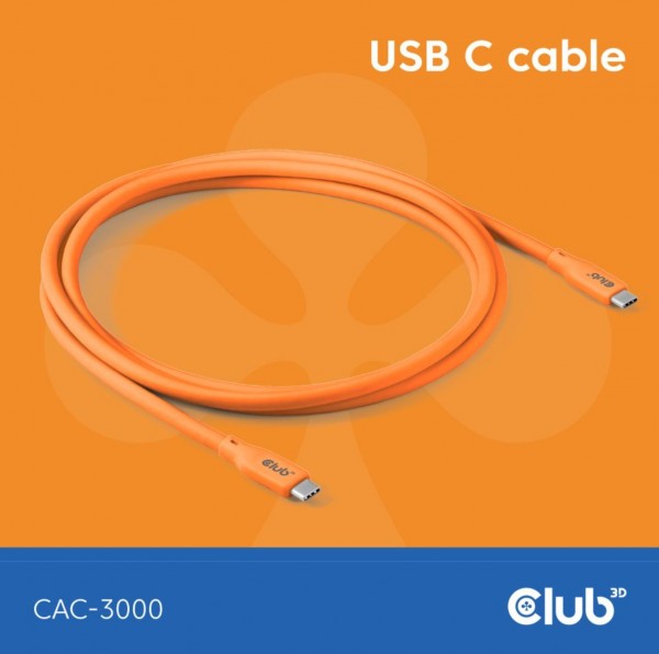 Kabel USB, C(St) =&gt; C(St), 2.0m, USB3.1, *Club3D* - Lifestyle *orange*