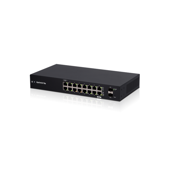 Ubiquiti EdgeSwitch 18 / 16 Gigabit RJ45 Ports / 2 SFP Ports / 1 POE Passthrough / ES-18X